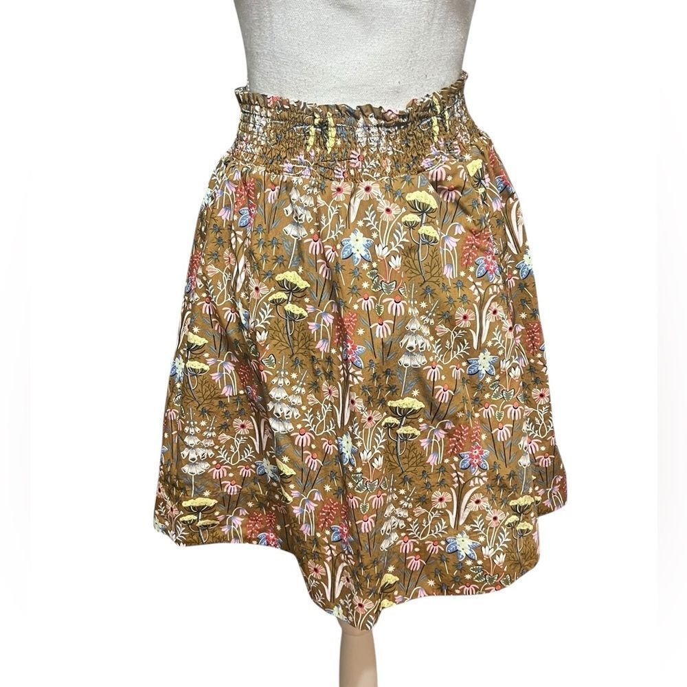 Boden Shirred Waist Cotton Skirt Frankincense Colorway